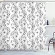 Scroll Lilies Pattern Printed Shower Curtain Bathroom Decor