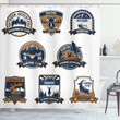 Shield Set Collection Pattern Printed Shower Curtain Bathroom Decor