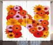 Vibrant Colored Floral Letter N Printed Window Curtain Home Decor
