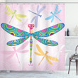 Kids Colorful Dragonflies Printed Shower Curtain Bathroom Decor