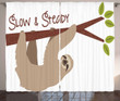 Sloth Wildlife Mammal Slow And Steady Printed Window Curtain Home Decor