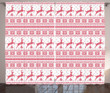 Winter Time Pink Reindeers Printed Window Curtain Home Decor