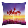 Dramatic Background Palm Trees Pattern Printed Cushion Cover