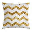 Golden Zigzag In White Art Printed Cushion Cover