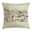 Wild West Cowboys Cactus Art Printed Cushion Cover