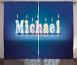 Boys Birthday Party Michael Pattern Window Curtain Home Decor Custom Name
