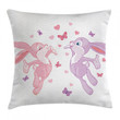Bunnies Kissing In Air Art Pattern Printed Cushion Cover