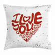 Grungy Heart Form I Love You Pattern Cushion Cover