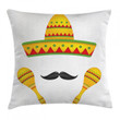 Famous Mexican Hat Microphone And Beard Art Printed Cushion Cover