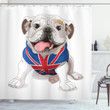 Puppy With Flag Pattern Shower Curtain Home Decor