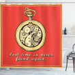 Lost Time Is Never Found Again Old Pocket Clock Red 3d Printed Shower Curtain Bathroom Decor