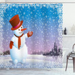 Happy Cartoon Snowfall Shower Curtain Home Decor