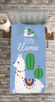 No Drama Llama With Cactus 3D Printed Bedspread Set