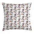 Blossoms Buds Leaves Printed Cushion Cover Home Decor