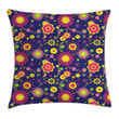 Beautiful Flowers In Childish Pattern Printed Cushion Cover