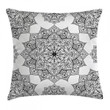 Eastern Mosaic Black And White Art Pattern Printed Cushion Cover