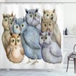 Owl Family Portrait Art Printed Shower Curtain Home Decor