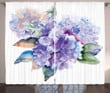 Blooming Hydrangea Purple Pattern Window Curtain Home Decor
