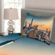 Sunset Manhattan Skyline 3D Printed Bedspread Set