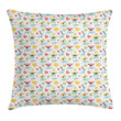 Birds Hearts And Flowers Pattern Printed Cushion Cover