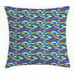 Colorful Umbrellas In Sky Art Pattern Printed Cushion Cover