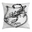 Black And White Scorpio Art Printed Cushion Cover