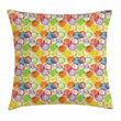 Scribble Circles Colorful Art Pattern Printed Cushion Cover