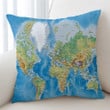Around The World Map Geography Cushion Pillow Cover