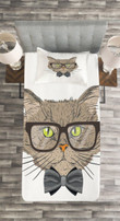 Urban Style Hipster Cat 3D Printed Bedspread Set