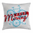 Hipster Lifestyle Words Bicycle Pattern Printed Cushion Cover