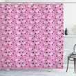 Silhouette Spring Petals Pattern Pink 3d Printed Shower Curtain Bathroom Decor