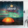 Happy Camper Aurora Borealis Tent 3d Printed Shower Curtain Bathroom Decor