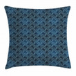 Blue Ornate Flourish Art Pattern Printed Cushion Cover