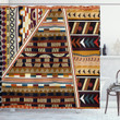 Geometrical Folkloric Pattern Shower Curtain Home Decor