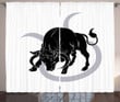 Strong Black Ox And Sign Pattern Window Curtain Home Decor