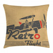 Retro Emblem Plane Art Printed Cushion Cover