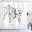 Sketch Young Dog Art Pattern 3d Printed Shower Curtain Bathroom Decor