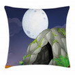 Full Moon Prehistoric Land White Background Pattern Cushion Cover
