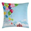 Carnival Tent Balloons Art Pattern Printed Cushion Cover