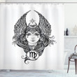 Monochrome Woman Wings Zodiac Pattern Shower Curtain Home Decor
