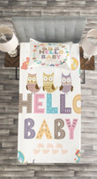 Hello Baby Owls 3D Printed Bedspread Set