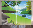 Lake Park Forest Cartoon Pattern Window Curtain Home Decor