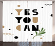 Encouraging Phrase Leaf Yes You Can Window Curtain Home Decor