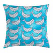 Dotted Whale Sea Ocean Art Pattern Printed Cushion Cover