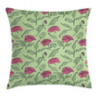 Romantic Peony Dotted Leaves Pattern Printed Cushion Cover