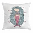 Sea Is My Home Girl Art Pattern Printed Cushion Cover