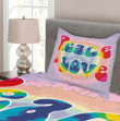 Peace Love Tie Dye Effect 3D Printed Bedspread Set