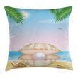 Shell On Sandy Beach Art Pattern Printed Cushion Cover