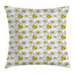 Blooming Narcissus Yellow Pattern Art Printed Cushion Cover