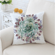 Green Cactus Succulent Plant With Flower Cushion Pillow Cover